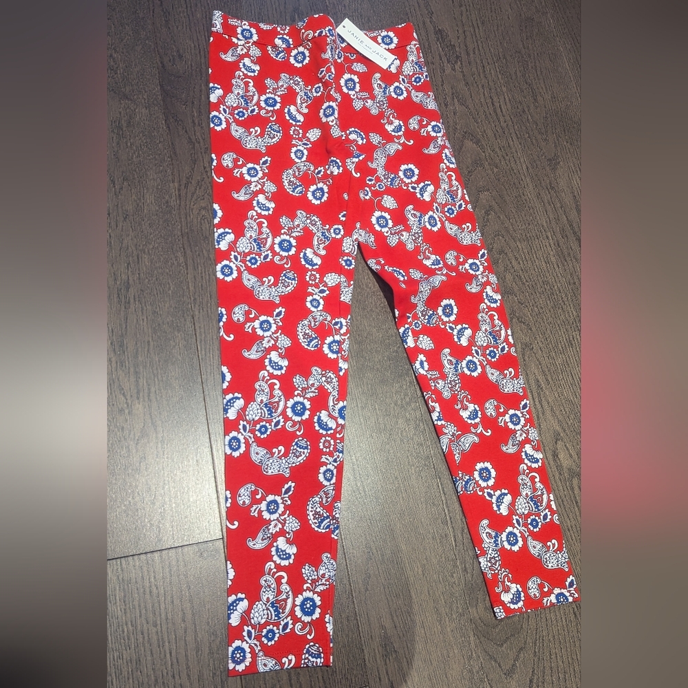 Janie and Jack Red and White Leggings Vibrant Floral Design